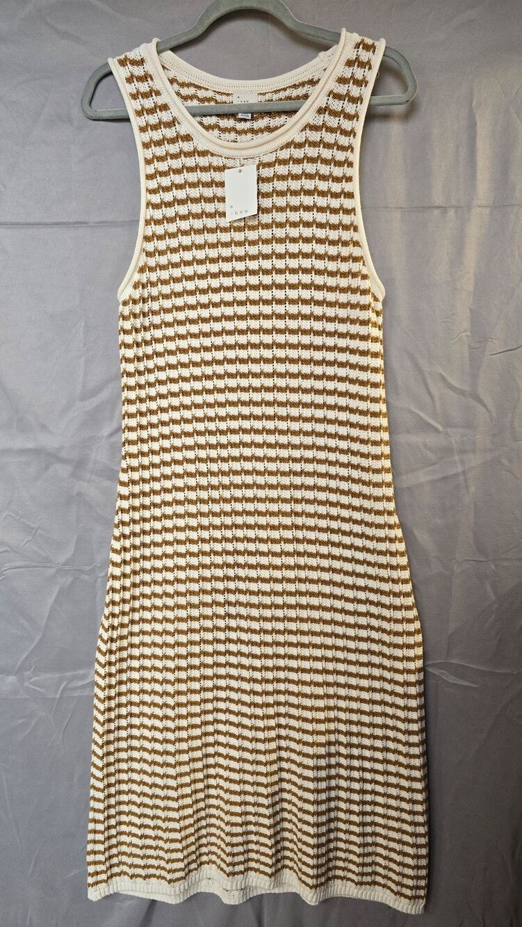 A New Day Dress Womens 2XL Brown Stripe Scoop Neck Tank Sweater Midi